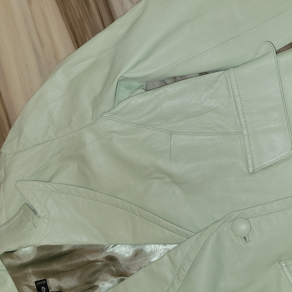bebe Real Mint Green Leather Jacket - Picture 5 of 16
